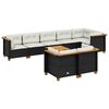 vidaXL 9-dijelni set vrtnih sofa s jastucima crni od poliratana