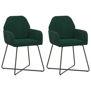 vidaXL Trpezarijske stolice 2 pcs Bar&scaron;un Tamnozelena 55 x 50 x 84 cm