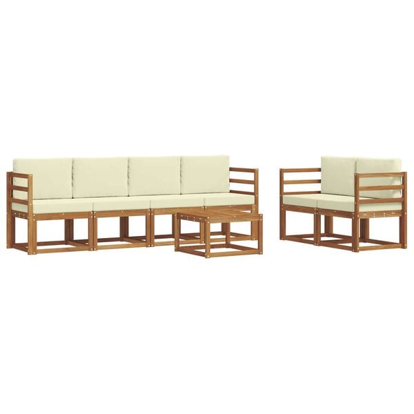 vidaXL Set vanjskih sofa 7 pcs Prirodna i krem Čvrsto drvo akacije