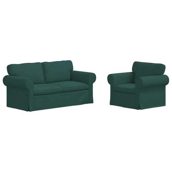 vidaXL Sofa 2 pcs Tamnozelena 175 x 82 x 80 cm tkanina