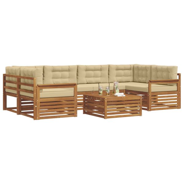 vidaXL Set vanjskih sofa s jastukom 8 pcs Prirodna i bež