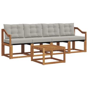 vidaXL Set vanjskih sofa s jastukom 5 pcs Prirodna i svijetlo siva