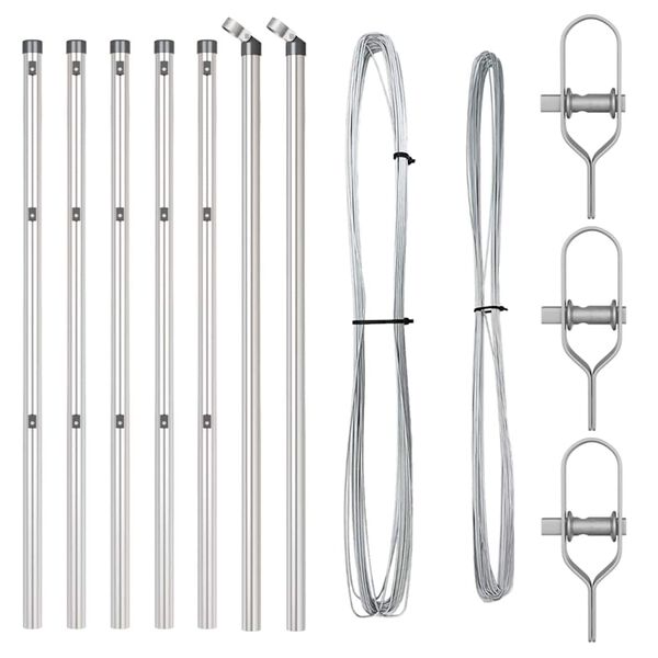 vidaXL Stup za ogradu 7 pcs Srebrno Čelik