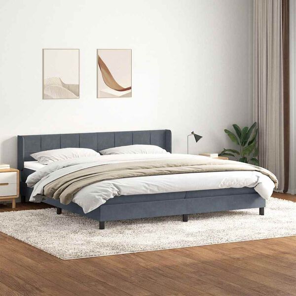 vidaXL Box spring krevet s madracem tamnosivi 180x220 cm bar&scaron;unasti