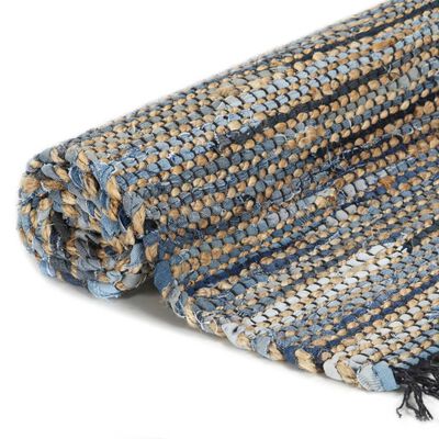 vidaXL Ručno tkani tepih Chindi od trapera i jute 80 x 160 cm šareni