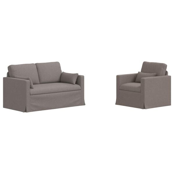 vidaXL Sofa 2 pcs Sivo-smeđa 139 x 78 x 80 cm tkanina