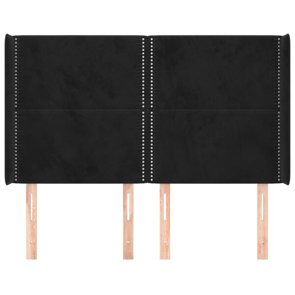 vidaXL Uzglavlje s u&scaron;ima crno 147x16x118/128 cm bar&scaron;unasto