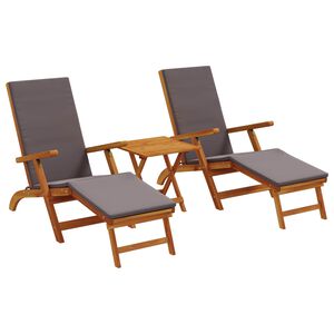 vidaXL Ležaljka koja se može preklopiti i nagnuti 3 pcs Tamnosiva