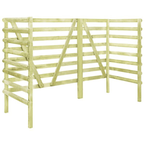 vidaXL Spremi&scaron;te za tri kante za smeće zeleno 210x80x150 cm borovina