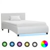 vidaXL Okvir za krevet od umjetne kože s LED svjetlom bijeli 90x200 cm