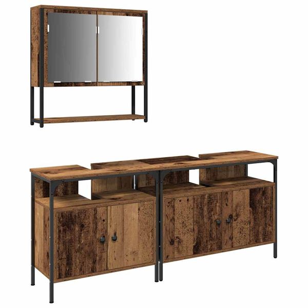 vidaXL Set namje&scaron;taja za kupaonicu Zidne 3 pcs Smeđa Konstruirano drvo