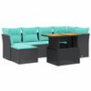 vidaXL 7-dijelni set vrtnih sofa od poliratana s jastucima crni bagrem