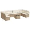 vidaXL 11-dijelni set vrtnih sofa od poliratana s jastucima bež