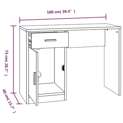 vidaXL Radni stol s ladicom i ormarićem boja betona 100x40x73cm drveni