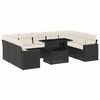 vidaXL 10-dijelni set vrtnih sofa s jastucima crni od poliratana
