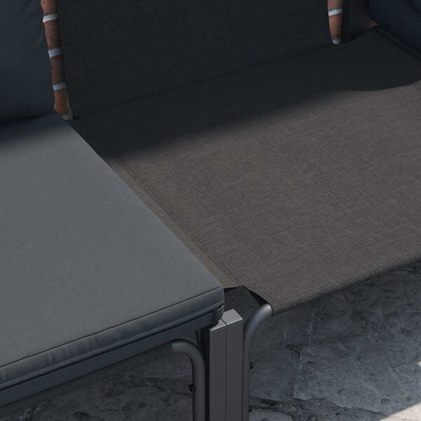 vidaXL Sjedeća garnitura za vrt s jastukom 10 pcs Crna Čelik