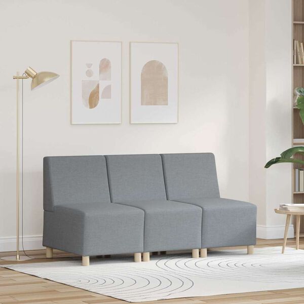 vidaXL Modularna sofa bez naslona 3 pcs Svijetlo siva 55 x 74 x 82 cm