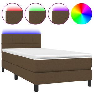 vidaXL Krevet box spring s madracem LED tamnosmeđi 80 x 200 cm tkanina