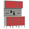 vidaXL Radni ormar s ladicama 8 kom. Crvena Inženjerska drva i čelik