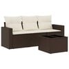 vidaXL 4-dijelni set vrtnih sofa od poliratana s jastucima smeđi