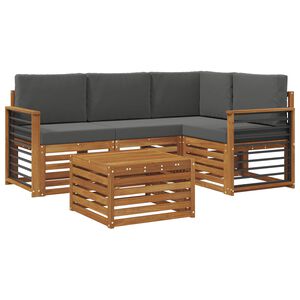 vidaXL Set vanjskih sofa s jastukom 5 pcs Prirodna i antracit