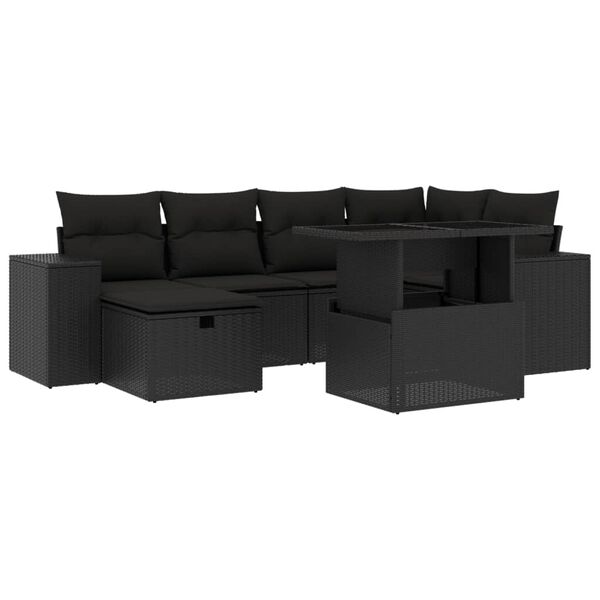 vidaXL 8-dijelni set vrtnih sofa od poliratana s jastucima crni