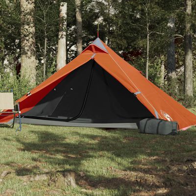 vidaXL Šator tipi za kampiranje za 1 osobu sivo-narančasti vodootporni