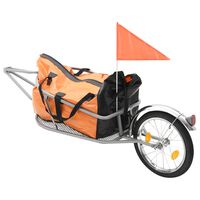 vidaXL Prikolica za bicikl s torbom narančasto-crna