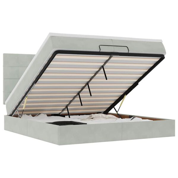 vidaXL Okvir kreveta s madracima svijetlosivi 200x200cm bar&scaron;unasti