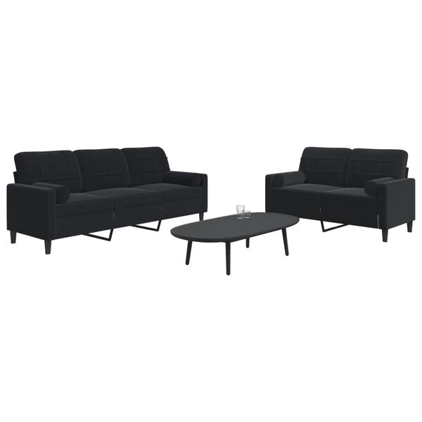 vidaXL 2-dijelni set sofa s jastucima crni bar&scaron;unasti