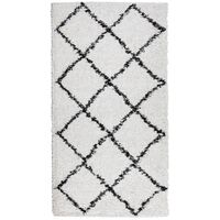 vidaXL Čupavi moderni tepih s visokim vlaknima krem-crni 60x110 cm
