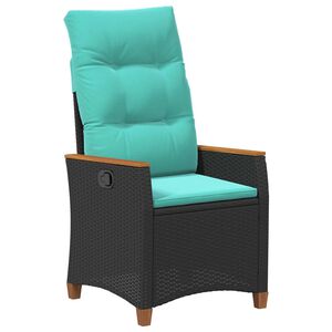 vidaXL Ležaljka u vrtu Crna i Tirkizna 64 x 57,5 x 112 cm poliratan