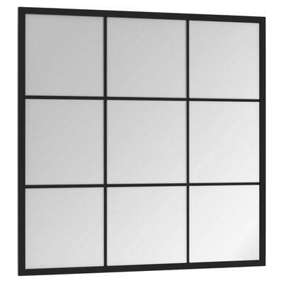 vidaXL Zidno ogledalo crno 60 x 60 cm metalno