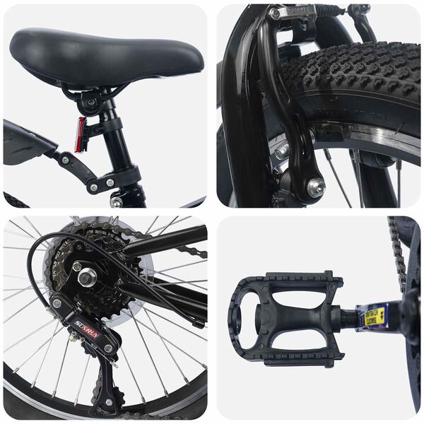 vidaXL Dječji Bicikl 24 Inča 6-Speed za djecu od 8 do 12 godina Crna