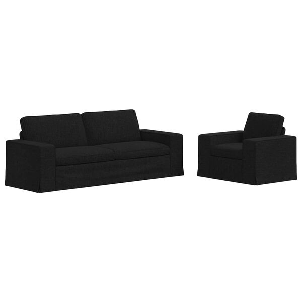 vidaXL Sofa 2 pcs Crna 182 x 80 x 82 cm tkanina
