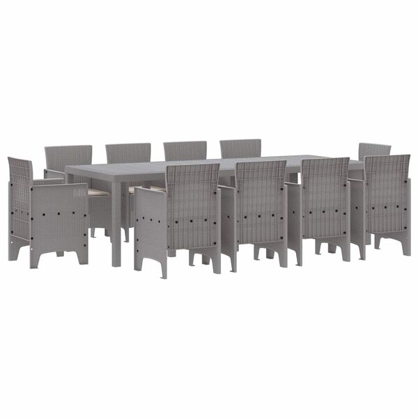 vidaXL Vrtni set za objed 11 pcs Siva Polipropilen