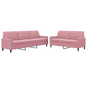 vidaXL 2-dijelni set sofa s jastucima ružičasti bar&scaron;unasti