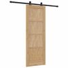 vidaXL Klizna vrata Prirodna i crna 73,5 x 198,5 cm Čvrsto borovo drvo
