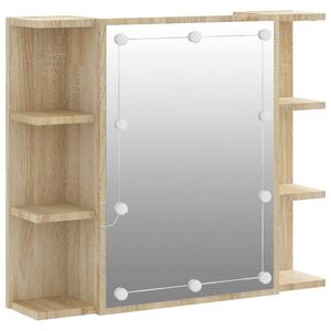 vidaXL Ormarić s ogledalom LED boja hrasta sonome 70 x 16,5 x 60 cm