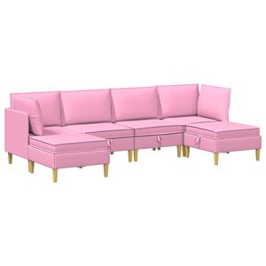 vidaXL Modularni set sofe sa skladi&scaron;tem 6 pcs Ružičasta Tkanina