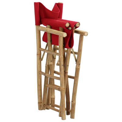 vidaXL Sklopive redateljske stolice od bambusa i tkanine 2 kom crvene