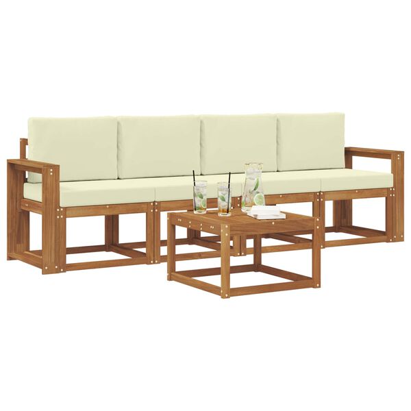 vidaXL Set vanjskih sofa s jastukom 5 pcs Prirodna i krem