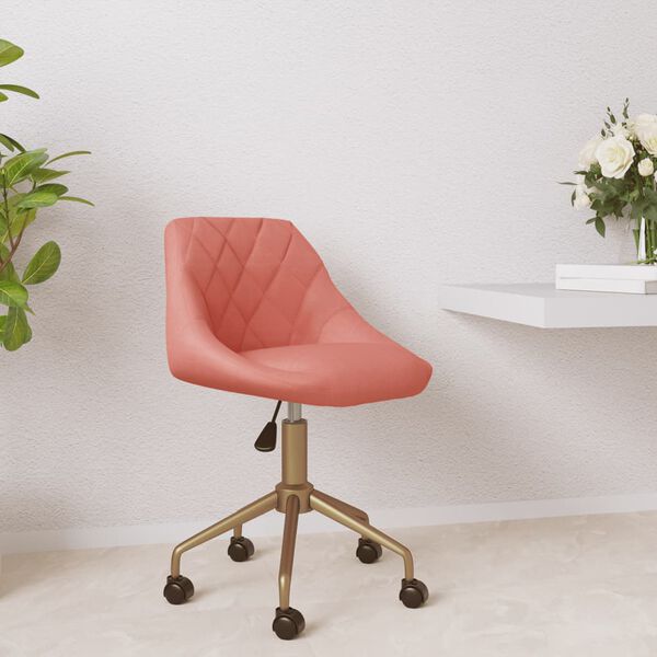 vidaXL Okretna blagovaonska stolica ružičasta bar&scaron;unasta