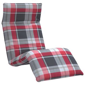 vidaXL Sklopiva ležaljka za sunčanje s crvenim kariranim uzorkom 175x54x8,5 cm Oxford tkanina