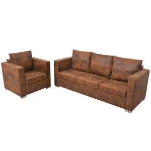vidaXL 2-dijelni set sofa od umjetne bru&scaron;ene kože