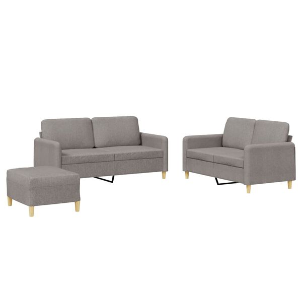 vidaXL 3-dijelni set sofa s jastucima smeđesivi od tkanine
