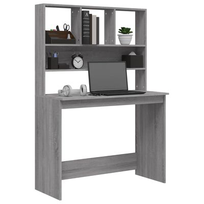 vidaXL Radni stol s policama siva boja hrasta 102 x 45 x 148 cm drveni