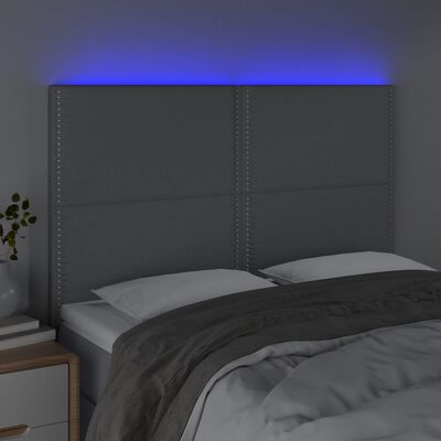 vidaXL LED uzglavlje svjetlosivo 144x5x118/128 cm od tkanine