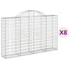 vidaXL Lučne gabionske ko&scaron;are 8 kom 200x30x120/140cm pocinčano željezo