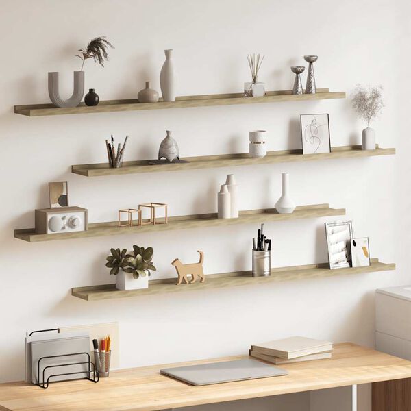 vidaXL Zidne police 4 kom boja hrasta sonome 115 x 9 x 3 cm